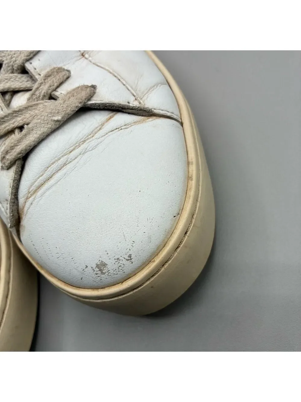AllSaints Shana Low Top Sneakers Women’s 9 White Leather Lace Up Shoes WF657X